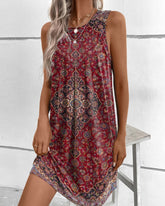 Boho tankklänning med geometriskt tryck